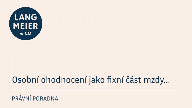 Osobní ohodnocení jako fixní část mzdy